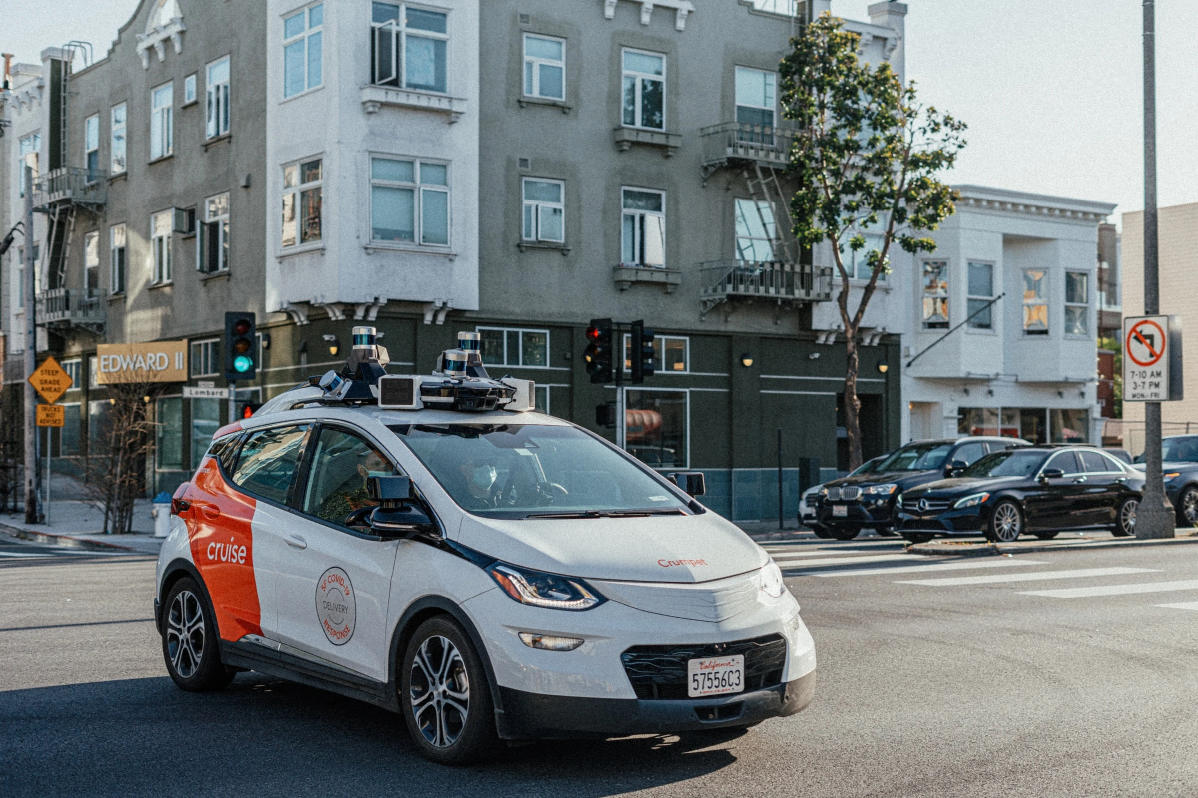 Autonomous vehicle in street